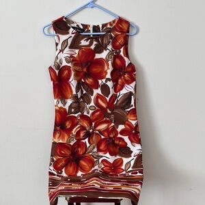 AGB Orange-Red Floral Mini Sheath Dress